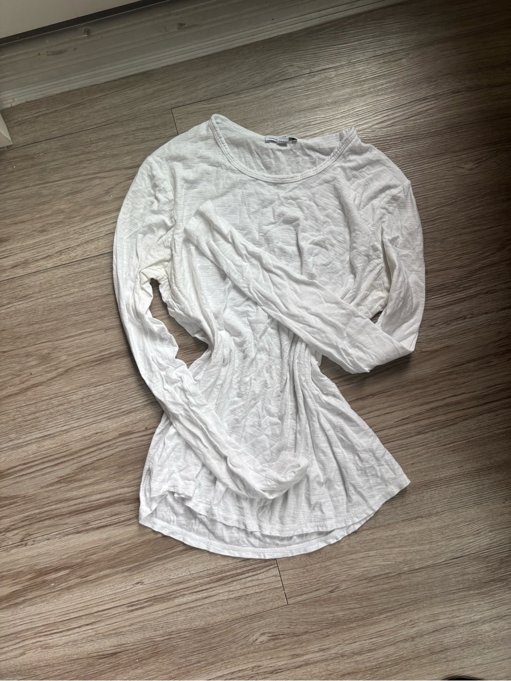 James Perse White Long-Sleeve Scoop Neck Tee